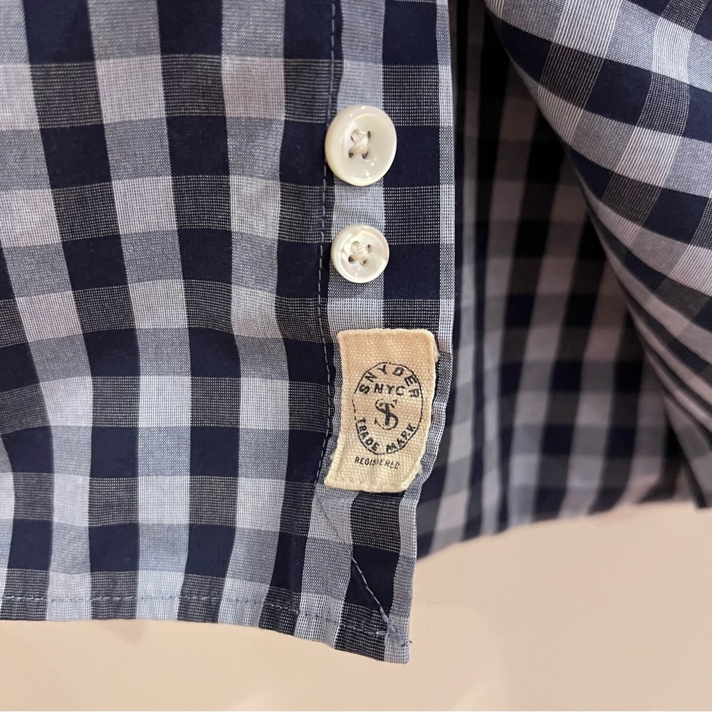 Todd Snyder Shirt Mens 18 2XL XXL Blue Check Long Sleeve Button Up Cotton Casual - Picture 5 of 11